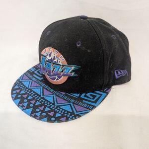 Utah Jazz Black and Blue New Era Hardwood Classics Cap With Tribal Brim